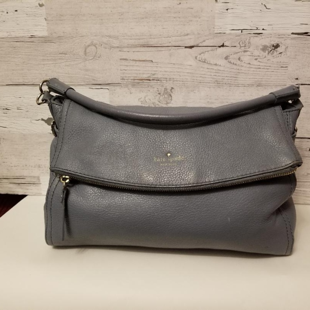 Kate Spade Dusty Blue Leather Satchel w/long strap